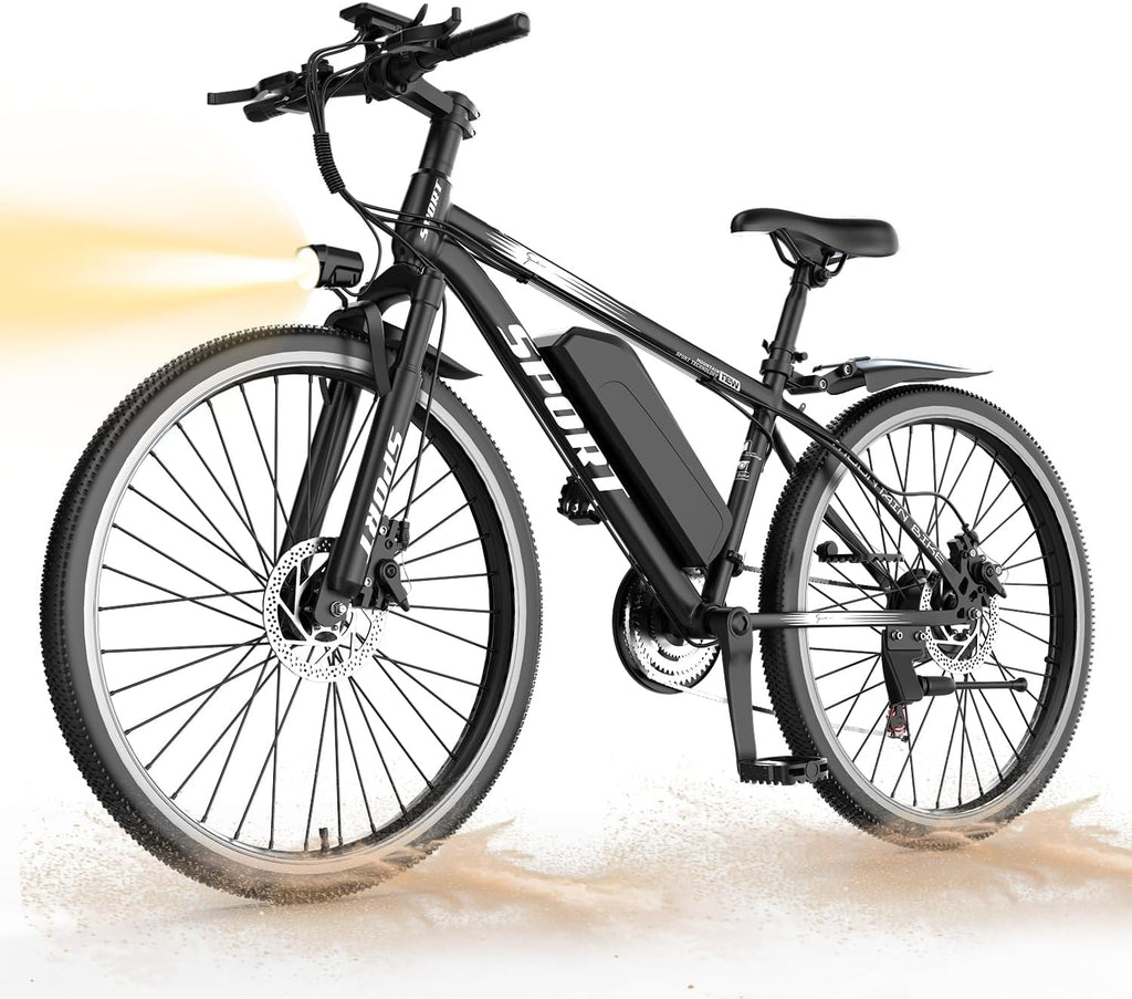 Electric Bike for Adults, 750W Electric Mountain Bike with 7-Speed and Front Suspension, 20 mph Folding Bike, 40 Miles PAS Range, 26' Tire