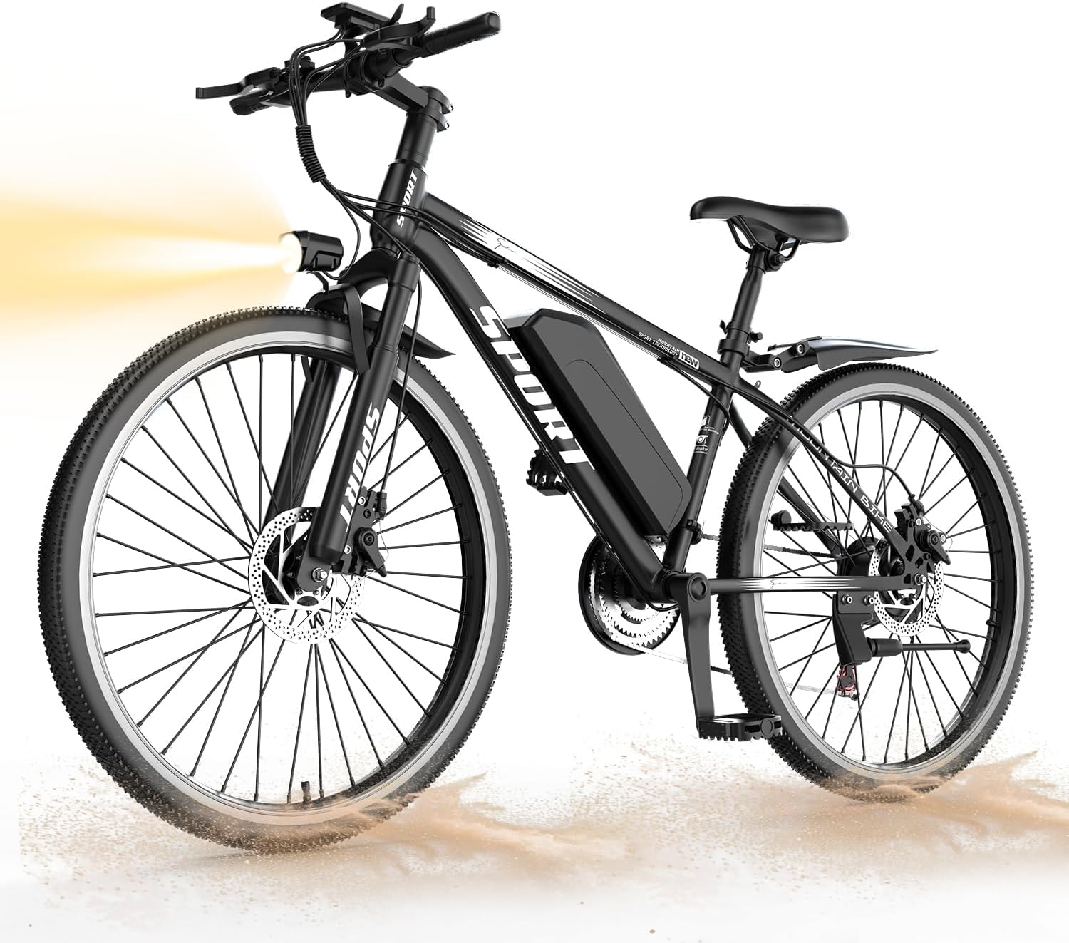 Electric Bike for Adults, 750W Electric Mountain Bike with 7-Speed and Front Suspension, 20 mph Folding Bike, 40 Miles PAS Range, 26' Tire