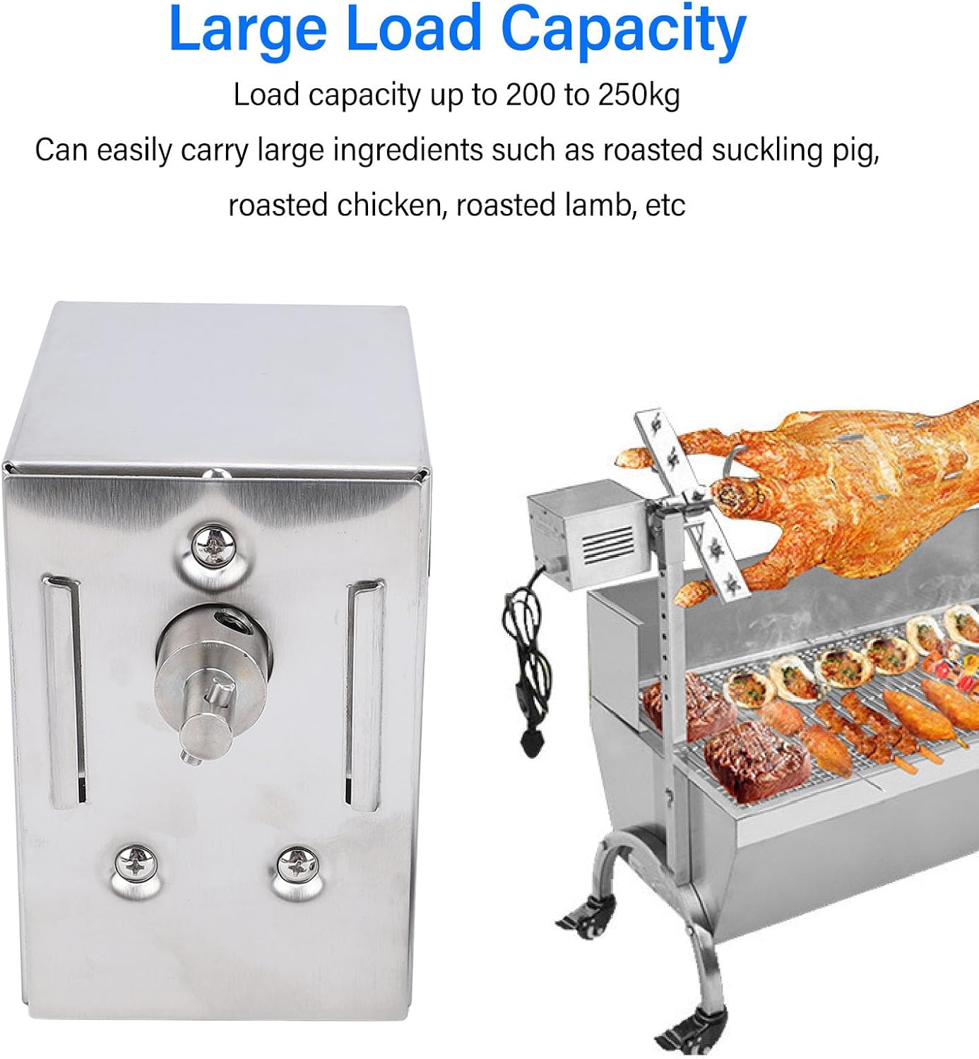 Grill Rotisserie Motor, SUS 45W 200 to 250kg Torsion Electric Barbecue Motor Replacement Grill Roast Meat Motor BBQ Rotisserie Motor for Grill 100 to 240V(US Plug)