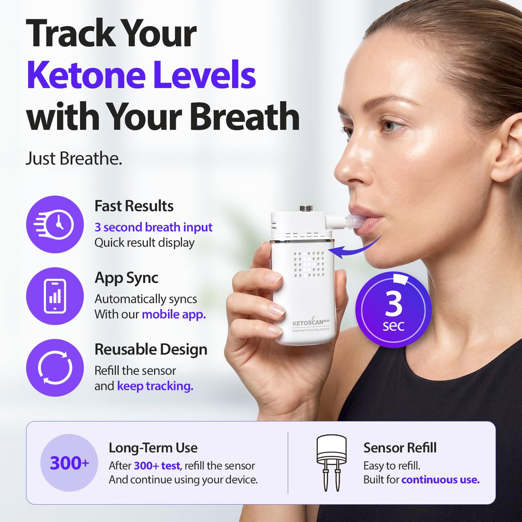 V2 KETOSCAN Mini Breath Ketone Meter, Diet & Fitness Tracker | Monitor Your Fat Metabolism or Level of Ketosis on Low carb, Ketogenic or Any Nutrition & Fitness Program