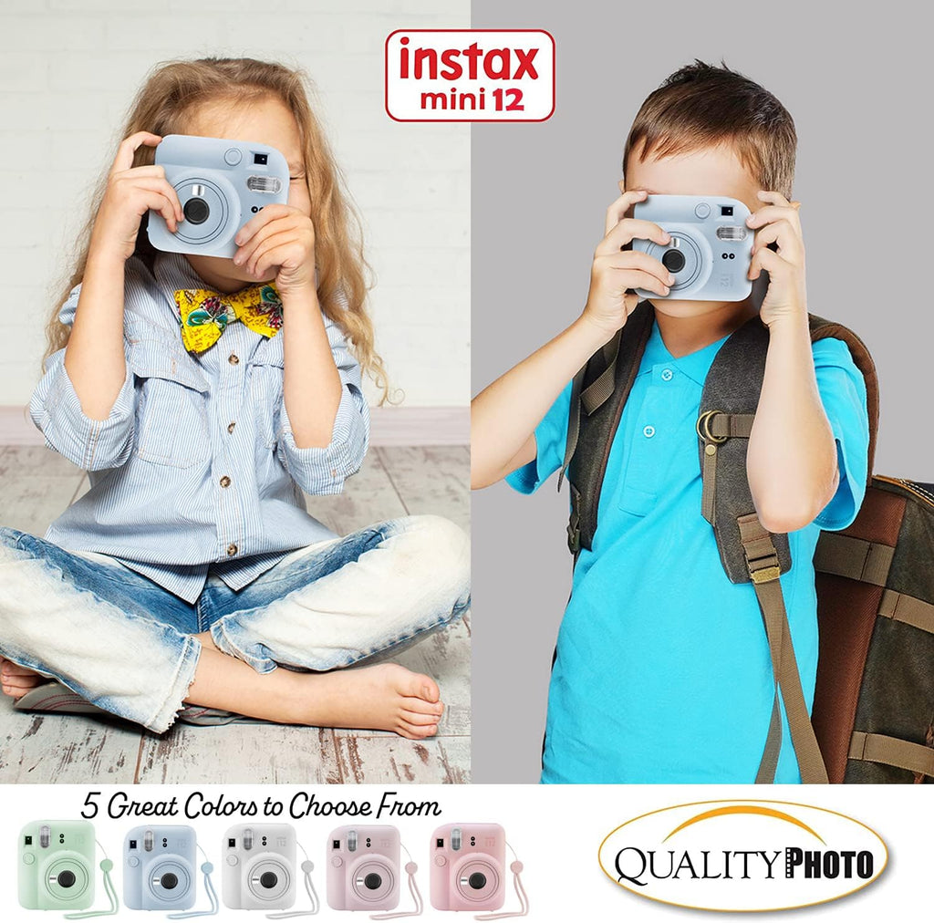 Fujifilm Instax Mini 12 Instant Camera + 20 Photo Prints + Quality Photo Value Bundle, Case, Decoration Stickers, Frames, Photo Album, (Pastel Blue)