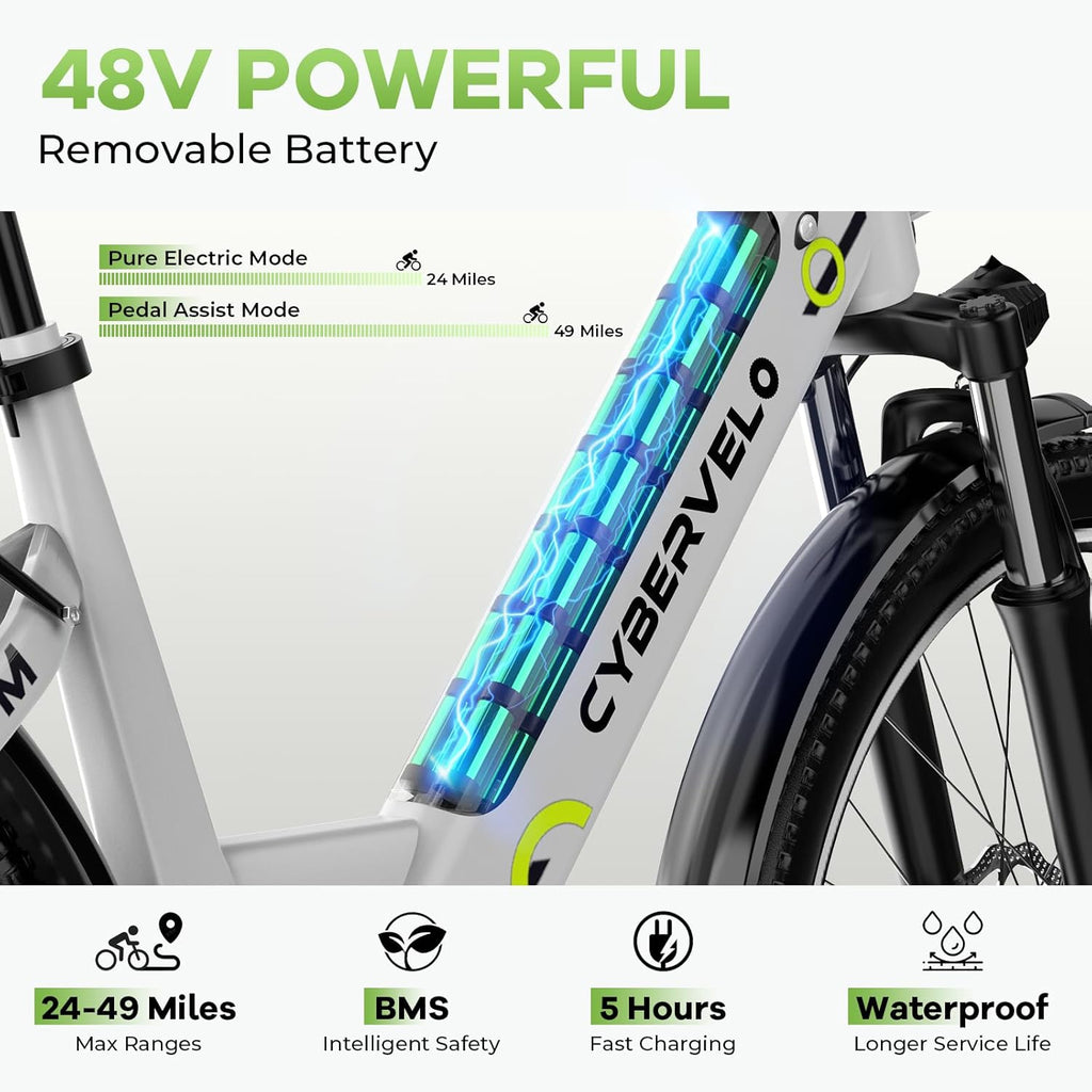 YorkE 26' Electric Bike for Adult,1000W Peak, up 80 Miles Removable Battery Ebike,Adult Electric Bicycles for All Terrain,Men Women E Bike, 7-Speed