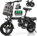 Electric Bike for Adults and Teens, 560W Motor 24MPH Compact Commuter Ebike, 32 Miles Range, 48V 10Ah Battery, 3 Shock Absorbers, 14' Mini Foldable Electric Bicycles with Basket, UL 2849 Certified