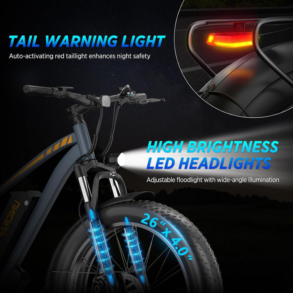 1000W Electric Bike for Adults, 7 Speed Ebike with 26' Fat Tire, Max 30MPH & 50 Miles, 48V 18.2Ah Battery, Hydraulic Disc Brake, All-Terrain Moped Style Ebike for Snow, Mountains, Sand, Road