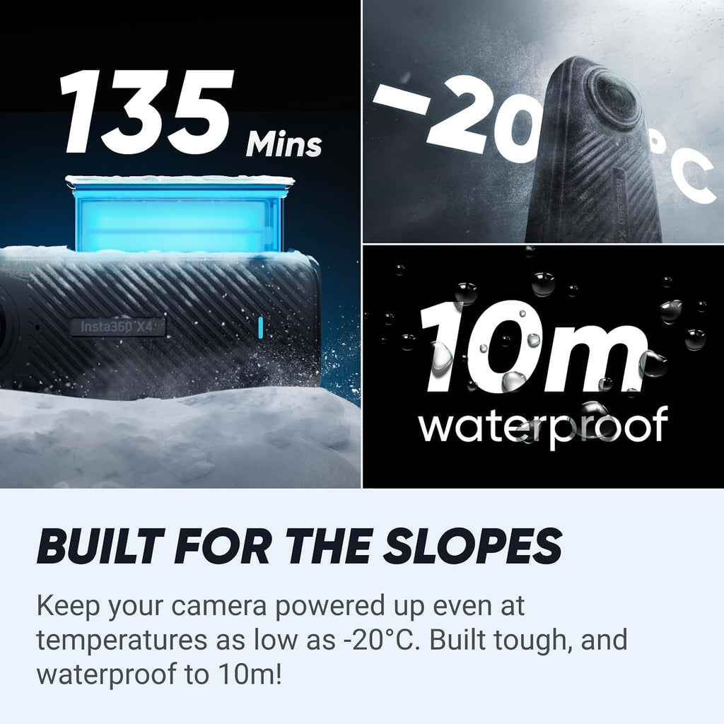 Insta360 X4 Ski Bundle - 8K Waterproof 360 Action Camera, 4K Wide-Angle Video, Invisible Selfie Stick, Removable Lens Guards, 135 Min Battery Life, AI Editing, No Micro SD Card