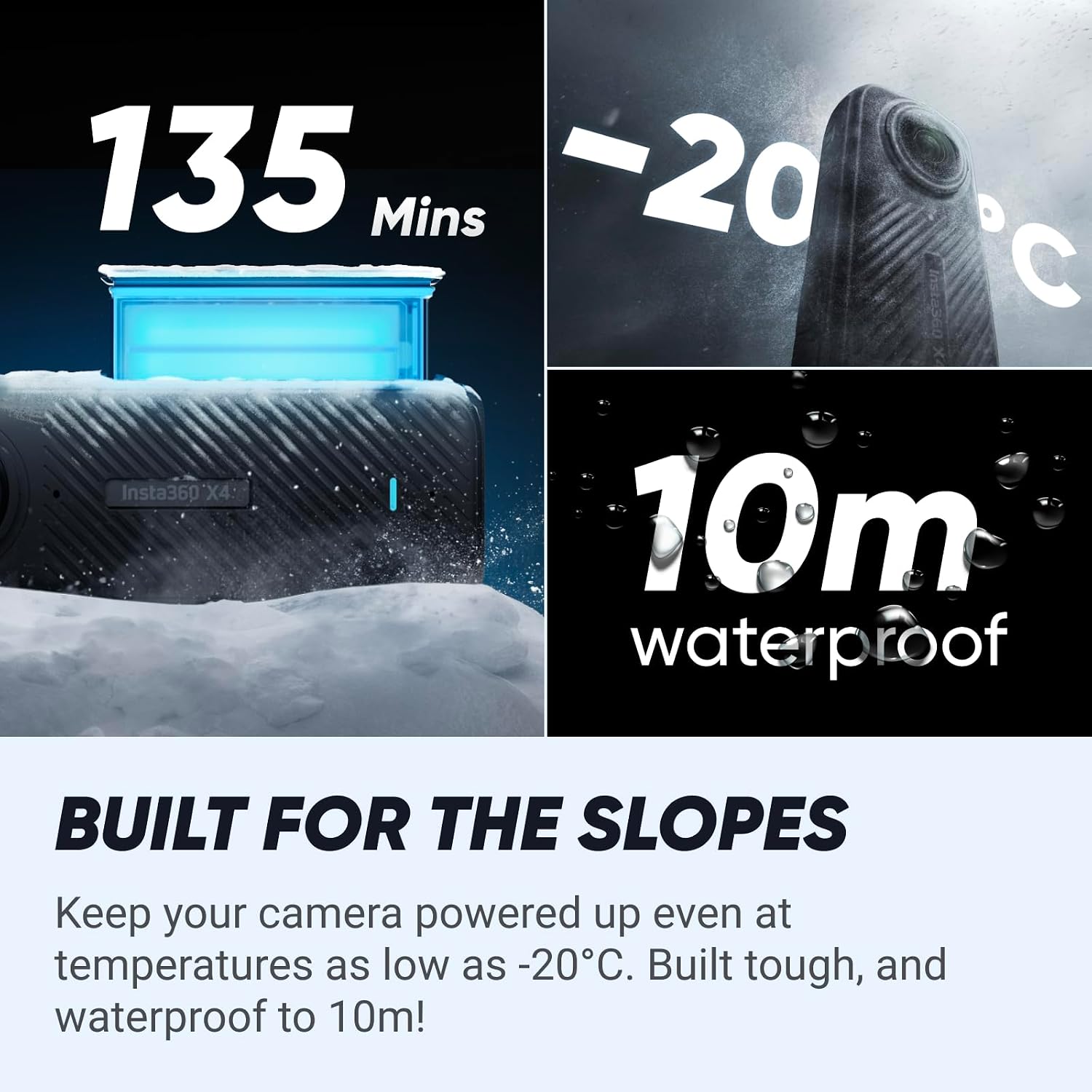 Insta360 X4 Ski Bundle - 8K Waterproof 360 Action Camera, 4K Wide-Angle Video, Invisible Selfie Stick, Removable Lens Guards, 135 Min Battery Life, AI Editing, No Micro SD Card