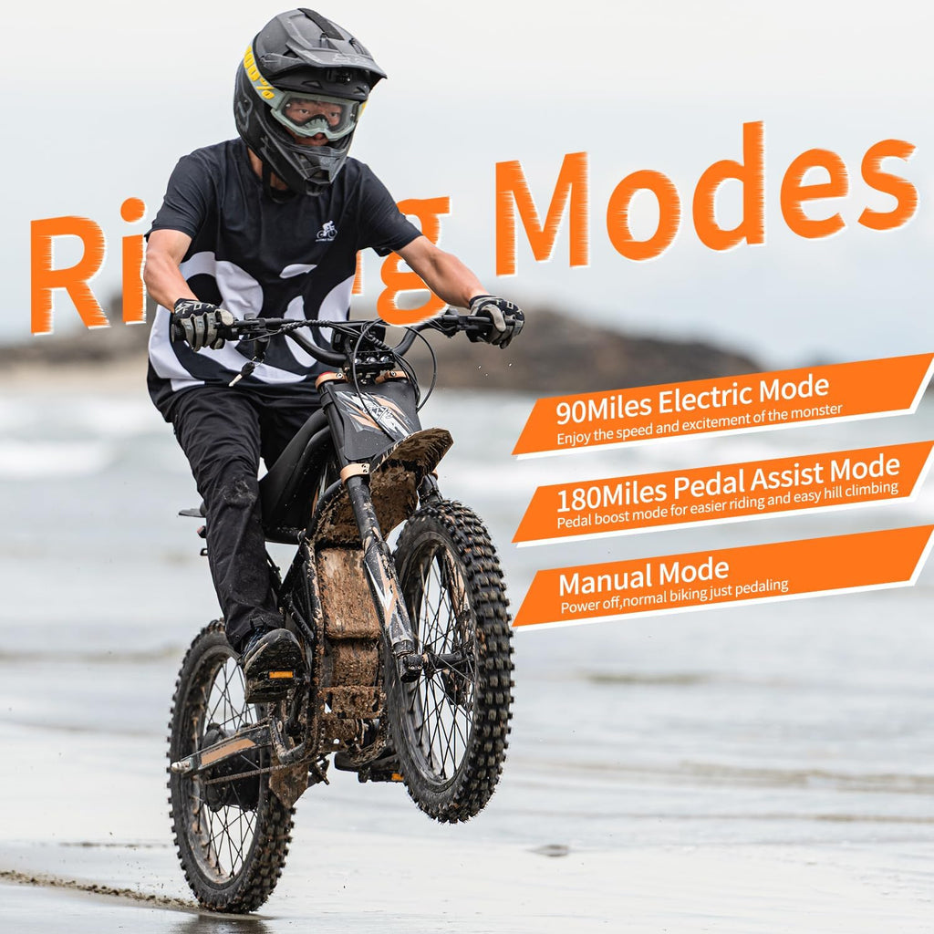 Bootime 3000W Electric Dirt Bike for Adults GT73Pro Electric Bike for Teens 50MPH Max Speed,Fast Charge(60V 36AH) Battery,85+Miles 25''*4.0 Fat Tire Ebike with Full Suspension Dual Hydraulic Brakes