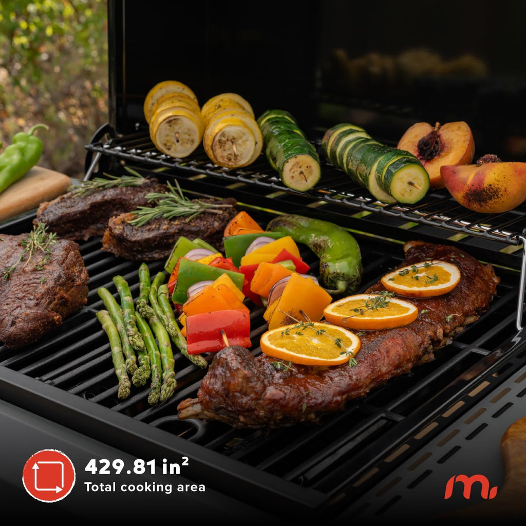 Megamaster 4-Burner Propane Gas Grill with Side Tables, 44,000BTUs, 566.92 SQ. In. Cooking Space, 2 Wheel Transport, Outdoor Kitchen Grill for BBQs, Backyards, Tailgating, and More - 720-1093B