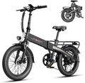 Jasion EB6 Foldable Electric Bike for Adults,【1200W Peak Motor, 25 MPH, 50 Miles Range】 20' Fat Tire Ebike with 48V Built-in Battery, Lightweight Aluminum Frame E Bike for Commuting, Off-Road, Travel