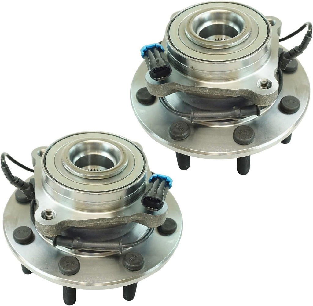 TRQ Front Left and Right Wheel Bearing and Hub Assembly Set 2 Piece Compatible with 07-10 Chevrolet Silverado 3500 HD with Dual Rear Wheels DRW 07-10 GMC Sierra 3500 HD with Dual Rear Wheels DRW