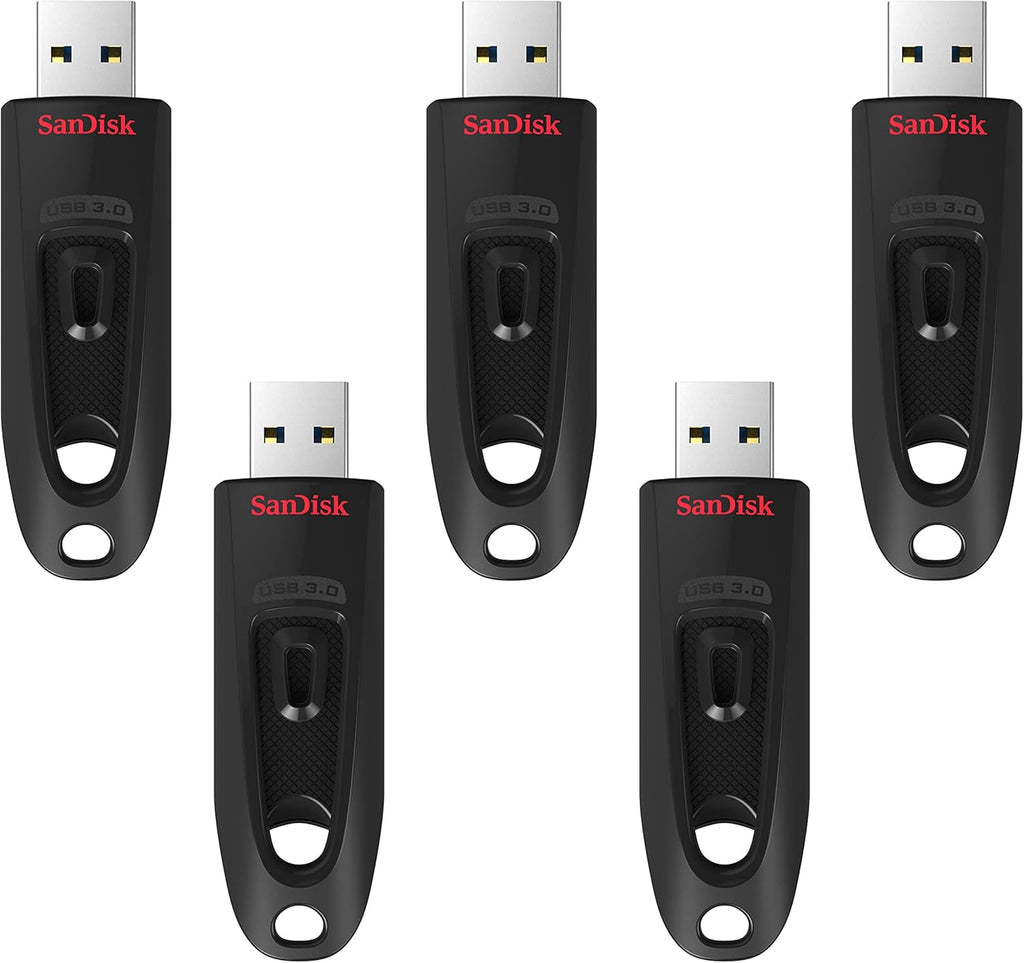 SANDISK 128GB 5-Pack Ultra USB 3.0 Flash Drive (5x128GB) - SDCZ48-128G-B5CT, Black