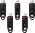 SANDISK 128GB 5-Pack Ultra USB 3.0 Flash Drive (5x128GB) - SDCZ48-128G-B5CT, Black