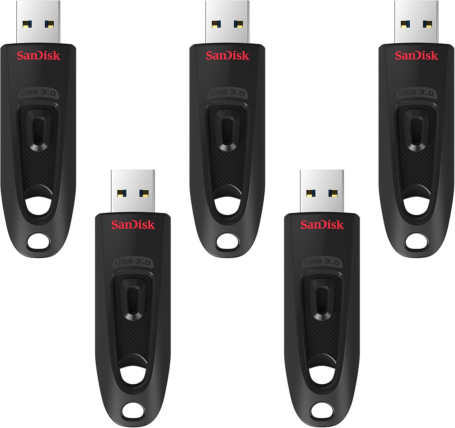 SANDISK 128GB 5-Pack Ultra USB 3.0 Flash Drive (5x128GB) - SDCZ48-128G-B5CT, Black
