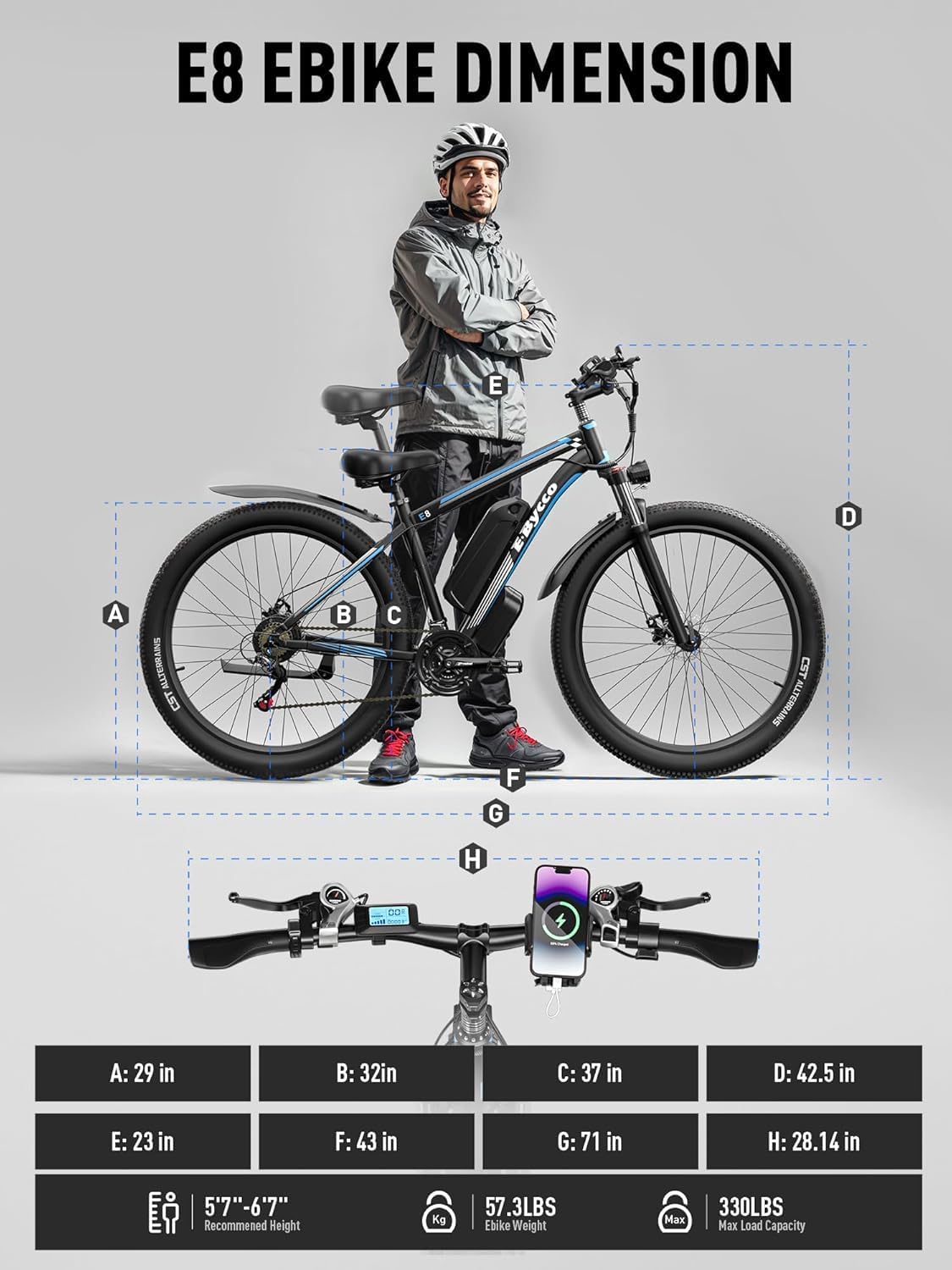 E·Bycco 29' Electric Bike for Adults, 48V 17.5AH, 1000W Peak Electric Mountain Bikes, 21-Speed Pedal Assist Ebikes, 34MPH 80 Miles Long Range Waterproof Commuter Electric Bicycle for Large Men