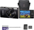 Canon PowerShot ELPH 360 HS A Digital Camera (Black) | 20.2MP CMOS Sensor, 12x Optical Zoom & Built-in Wi-Fi | Compact Point-and-Shoot for Travel, Family & Everyday Photography (7280C001) + 64GB Card