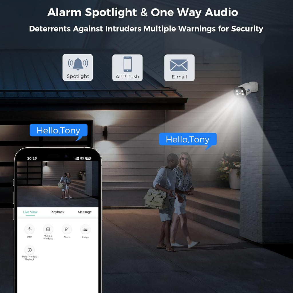 Hiseeu 4K Wired Security Camera System Outdoor with Audio,Smart Dual Light,AI Human/Vehicle Detection,3TB HDD,4K Surveillance DVR Kit 8CH,4X8MP Home CCTV Cameras,Smart Playback,100ft Night Vision