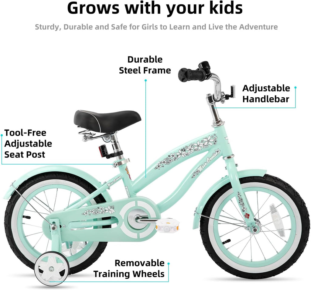 JOYSTAR 12 14 16 Inch Kids Cruiser Bike for Ages 2-7 Years Old Girls & Boys, Kids' Bike with Training Wheels, Coaster Brake, Adjustable Seat & Fenders, Child Bicycles