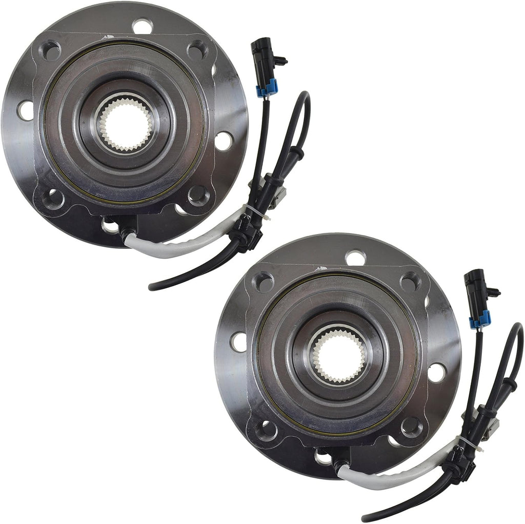 TRQ Front Driver and Passenger Side Wheel Bearing and Hub Assembly Set 2 Piece Compatible with 96-00 Chevrolet K2500 4WD with 8 Lug Wheels 96-00 K3500 4WD 96-99 GMC K1500 4WD with 8 Lug Wheels