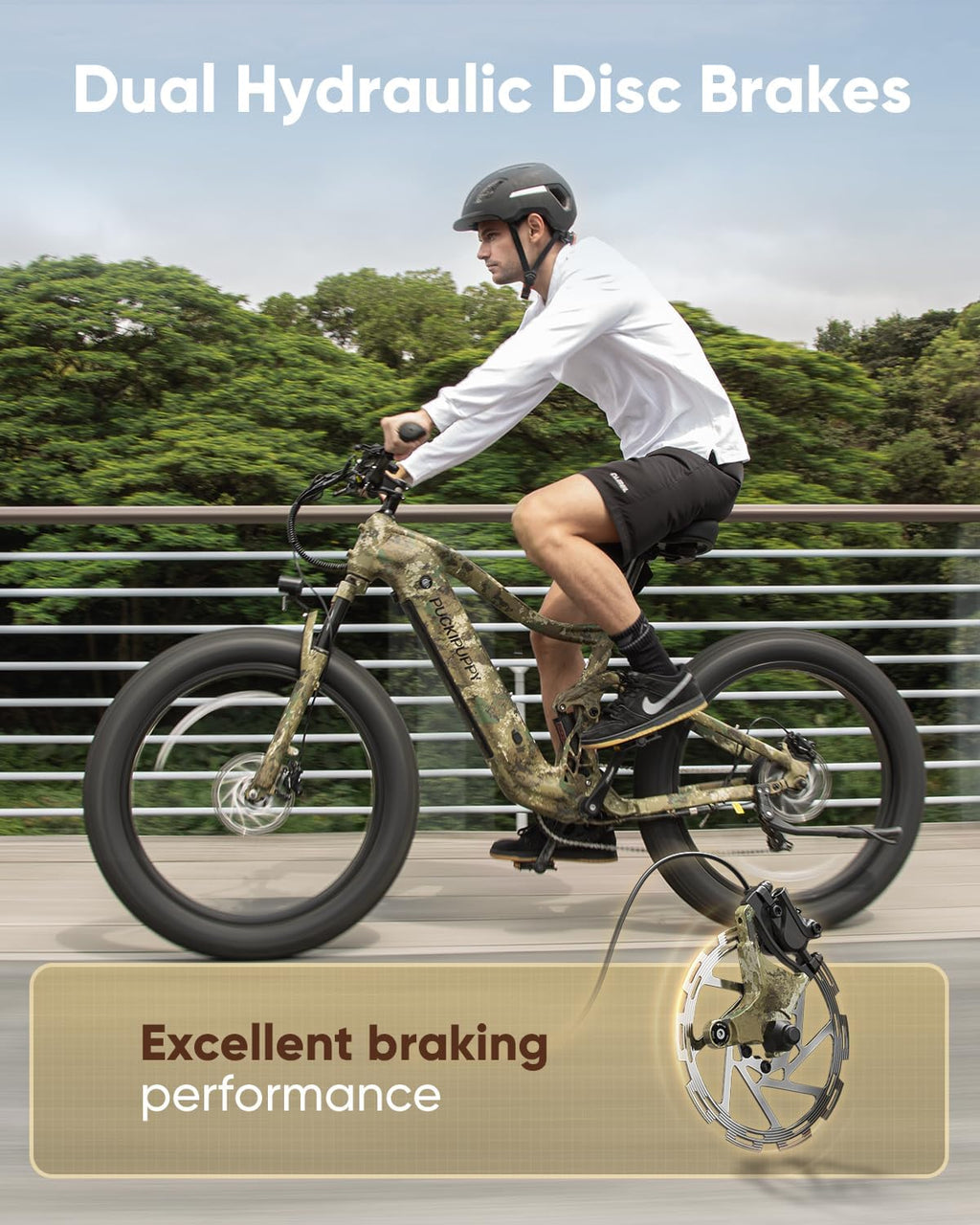 PUCKIPUPPY Boxer Electric Bike for Adults 960W, 48V 20AH Battery Ebike, Full Suspension 26' Fat Tire E Bike, 28MPH 80Miles Range Mountain Electric Bicycle, 7 Speed Hydraulic Disc Brakes