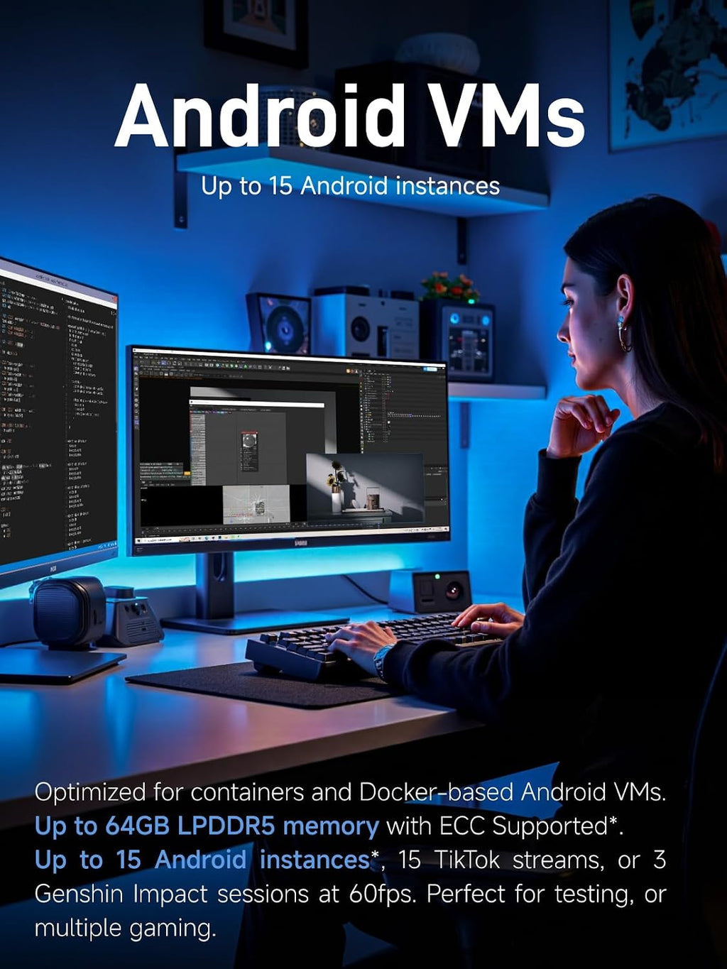 MINISFORUM MS-R1 ARM Mini Workstation with UEFI Boot CIX CP8180(12C/12T, up to 2.6GHz), 45 Tops, 64GB ECC LPDDR5 NO SSD Mini PC, PCIe x16 Slot, 2X 10GbE LAN, HDMI/2xUSB-C Triple Display, VM & Docker