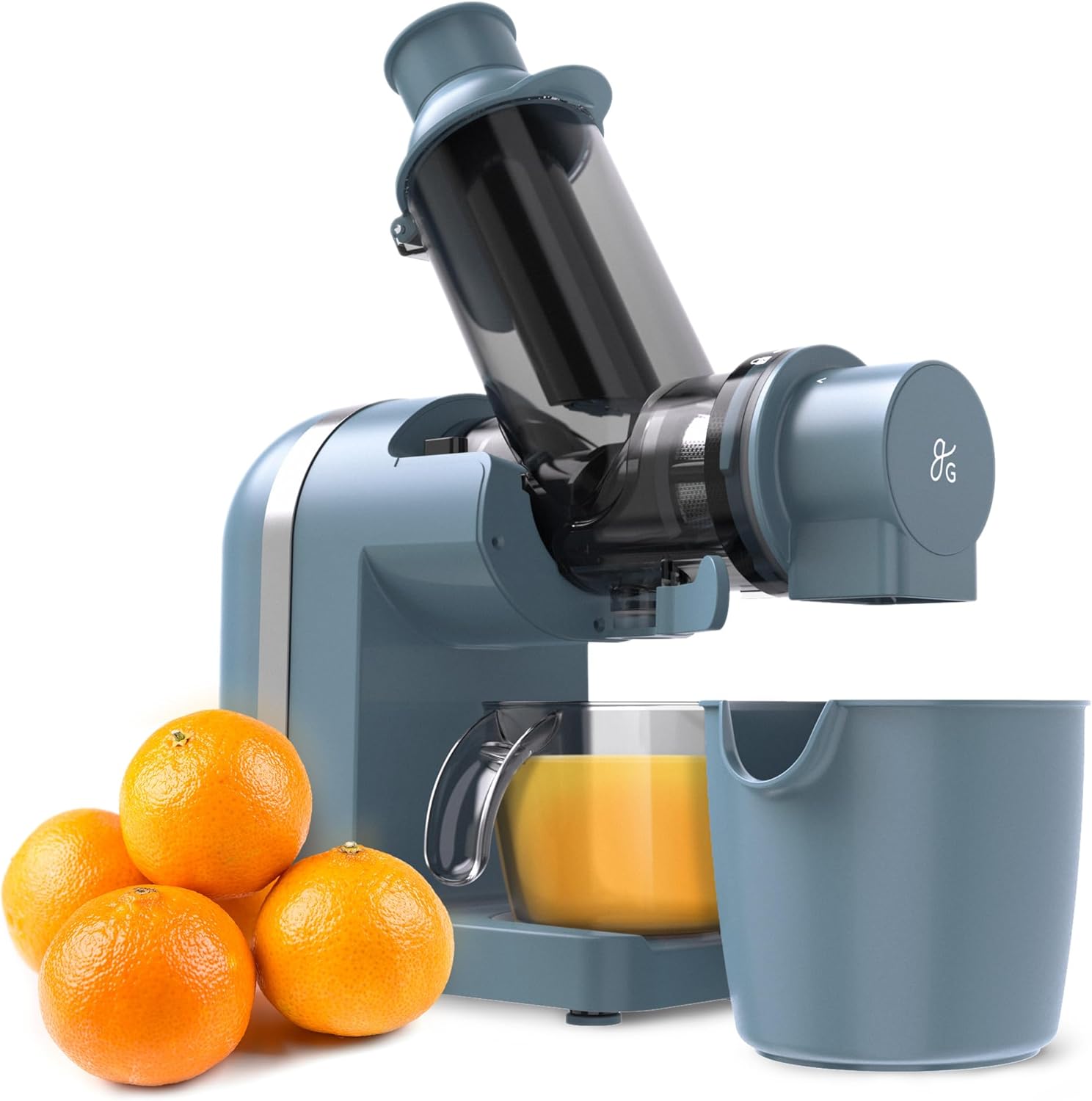 Greater Goods Cold Press Juicer, Powerful Slow Masticating Juice Extractor with Quiet Motor for Fruits and Vegetables, High Juice Yield, Easy to Clean, Stone Blue