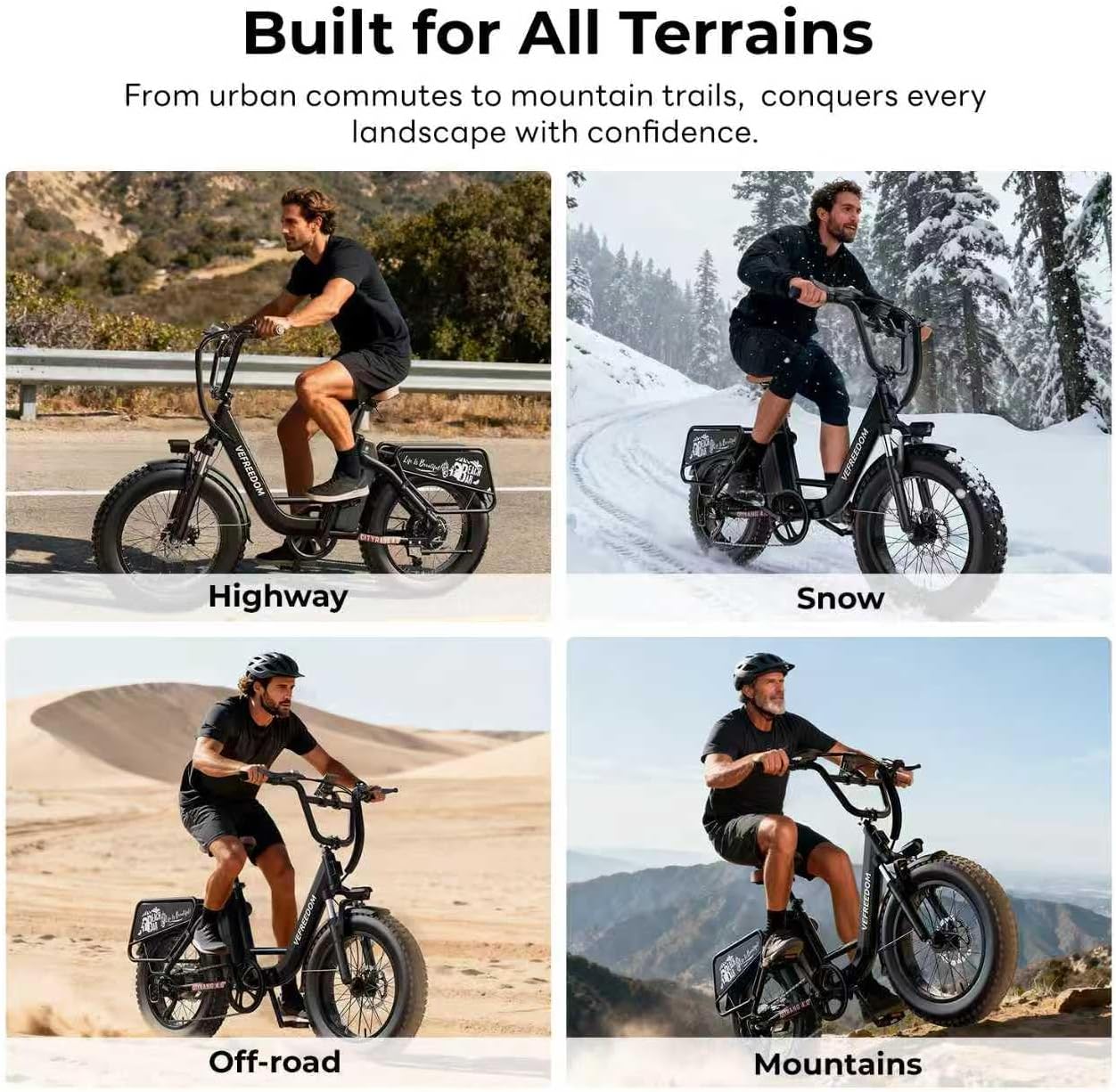 vefreedom Electric Bike for Adults with Peak 1500W Motor, 48V 20Ah Removable Battery Fast Ebike,Max 70Miles,20' x4.0 Fat Tire Commuting Electric Mountain Bike,7-Speed, Step-Thru Bicycle