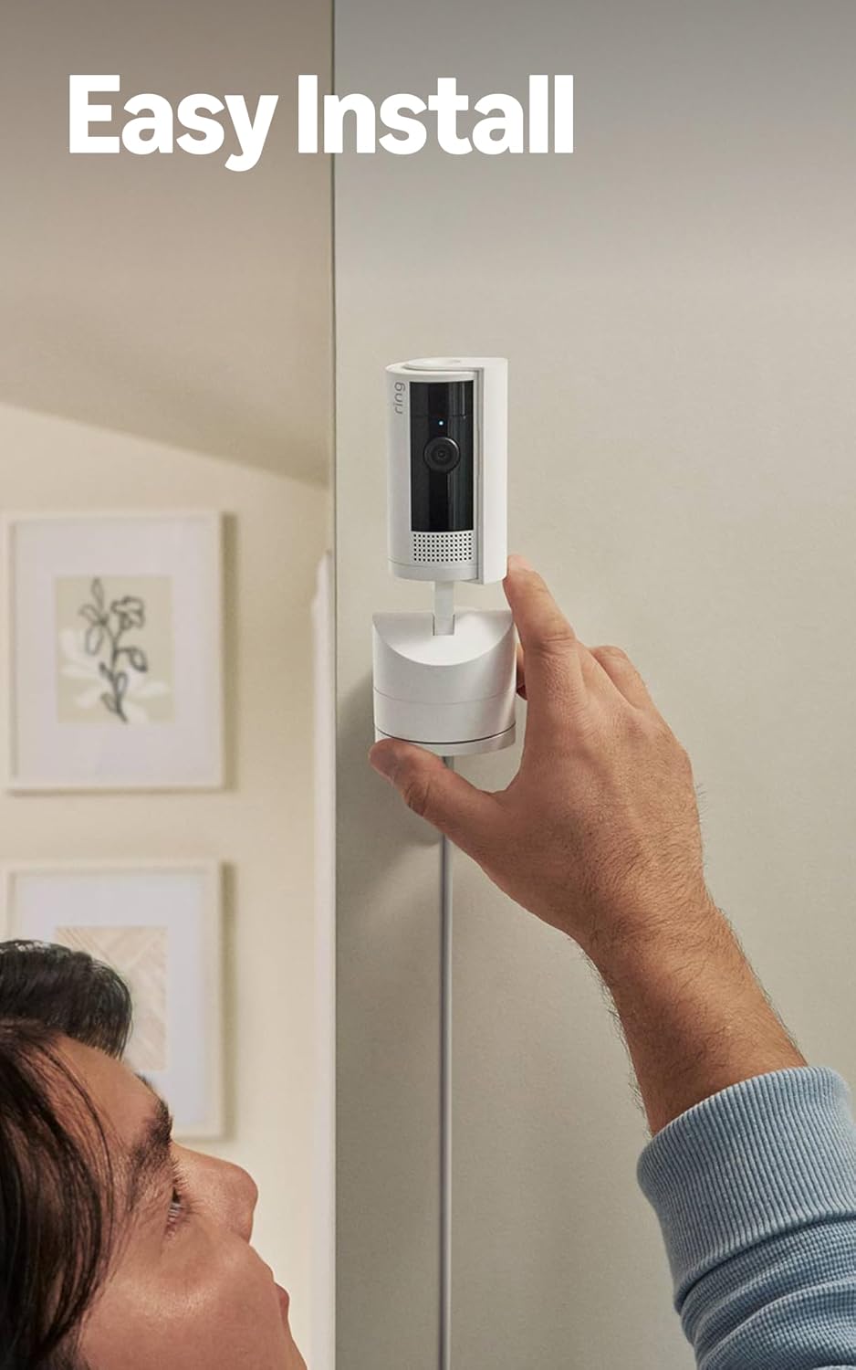 Ring Pan-Tilt Indoor Cam, White with Ring Floodlight Cam Wired Plus, White