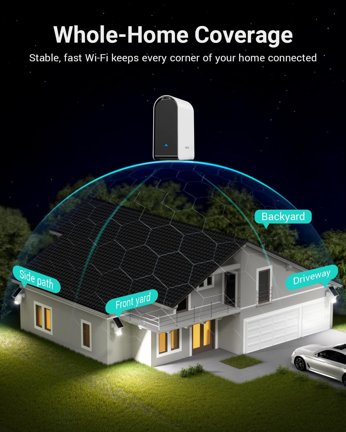 ANSQUE Security Cameras Wireless Outdoor Home System, 6 Camera Kit, No Subscription Fees, Solar Powered, Local Storage, 365-Day Battery Life, 360°PTZ Surveillance, Auto Tracking, 2K Color Night Vision