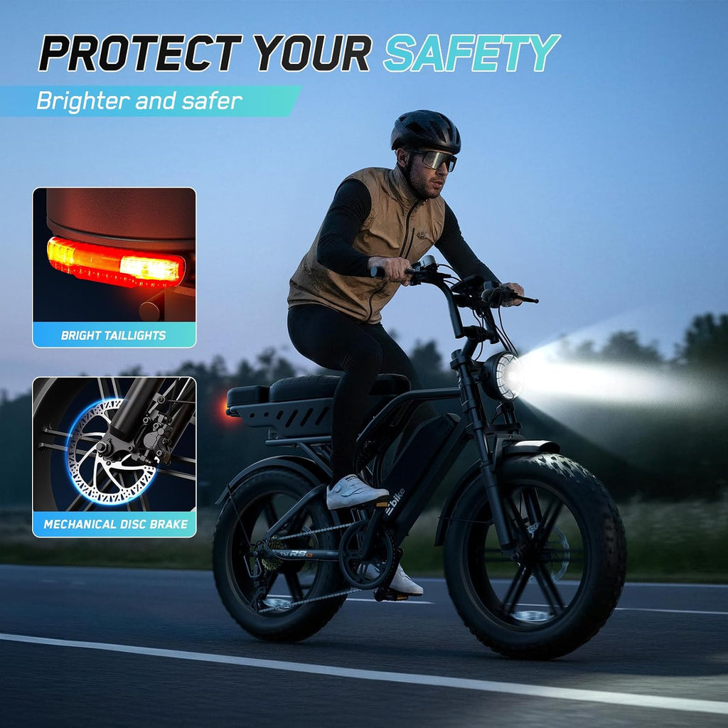 TST Electric Bike for Adults, 1500W Peak Motor 60/100 Miles Fat Tire Ebike with 48V 15Ah/25Ah Removable Battery 20' Fat Tire Electric Dirt Bike Full Suspension and 7-Speed