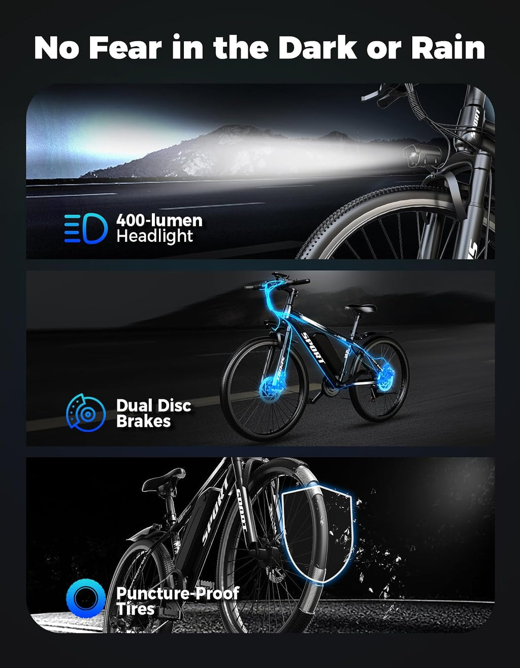 Misodo Electric Bike for Adults, 1500W Peak Mountain Ebike with 28 MPH, 65 Miles Range, 7 Speeds, 48V 10Ah Removable Battery 26' Ebike for Commute