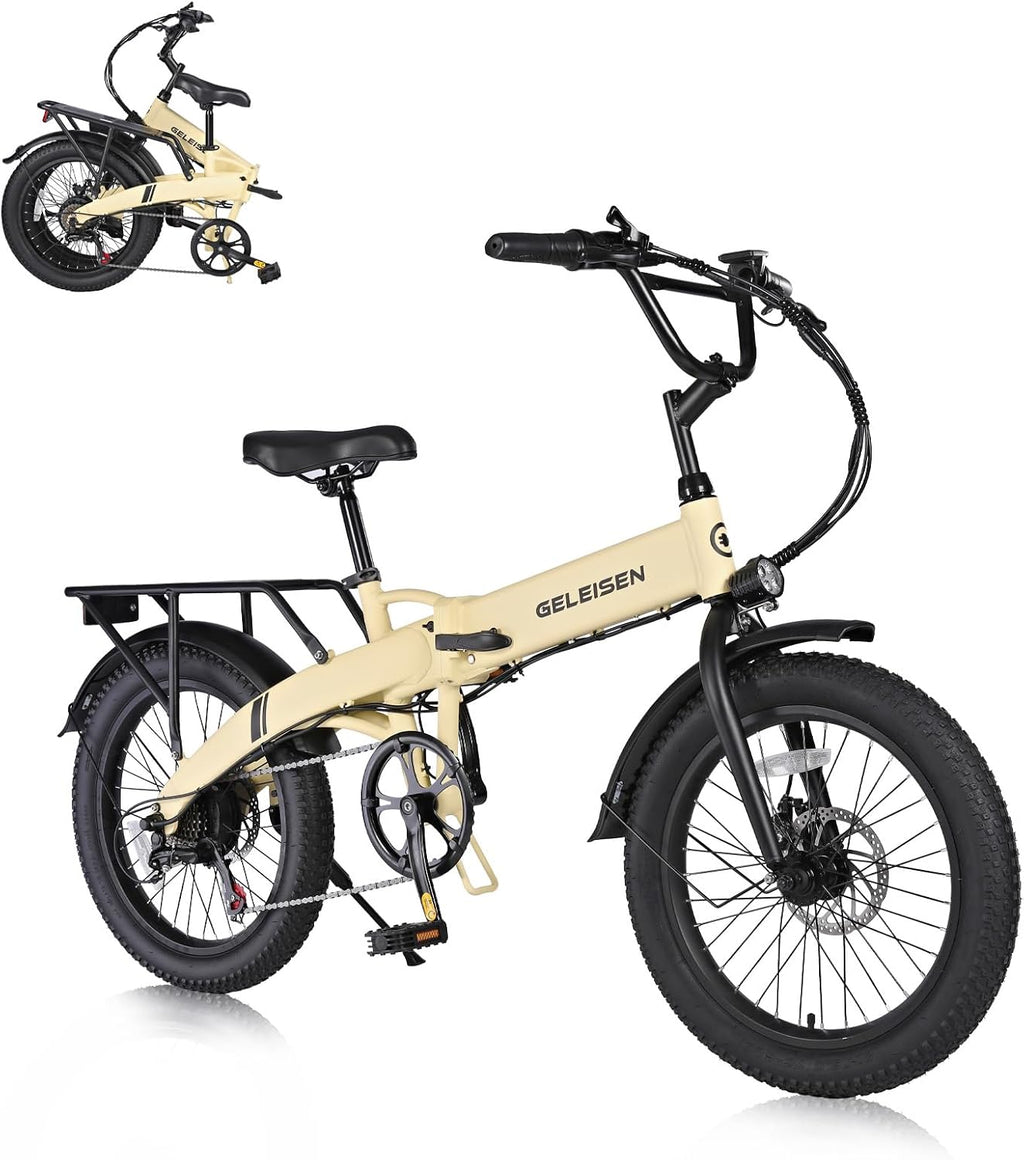 Folding Electric Bike for Adults, 20'×3.0 Fat Tire Electric Bicycle, 374.4Wh Battery Ebike, 20MPH Electric Cargo Bike with LCD Color Display & 6 Speed Gears (Fits for 5'0'+)