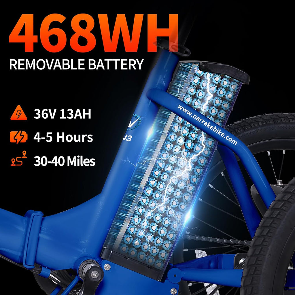 NARRAK Electric Tricycle for Adults,Fat Tire Folding Electric Trike,3 Wheels Electric Bicycle Bikes, Peak 700W/1100W Step-Thru Etrike with Removable Battery and Large Basket
