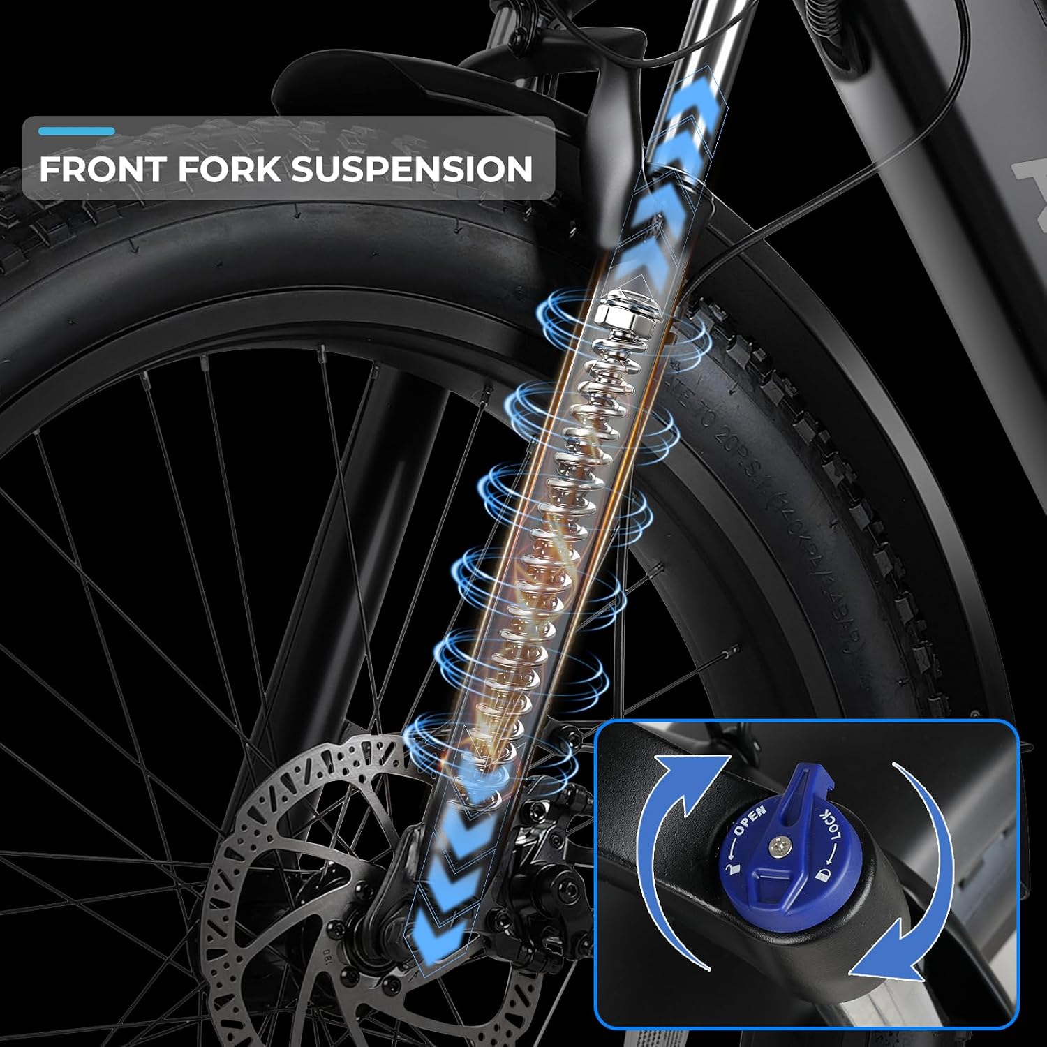 ANCHEER 26' Electric Bike for Adults, 1000W Peak Motor, 20MPH Speed, 60 Miles, 48V 15Ah Removable Battery, Fat Tire Electric Bike Off-Road EBike for Men & Women, UL2849 Compliant, 7 Speed, RoverL/H