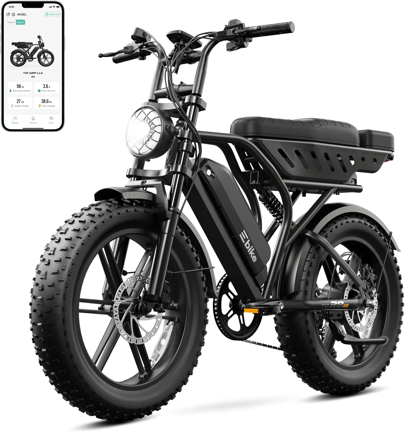 TST Electric Bike for Adults 1500W Peak 20' Fat Tire All-Terrain E-Bike 60/130 Miles Electric Dirt Bike - 48V 15/30 AH Battery Tested to UL 2849 Powered Electric Bicycle