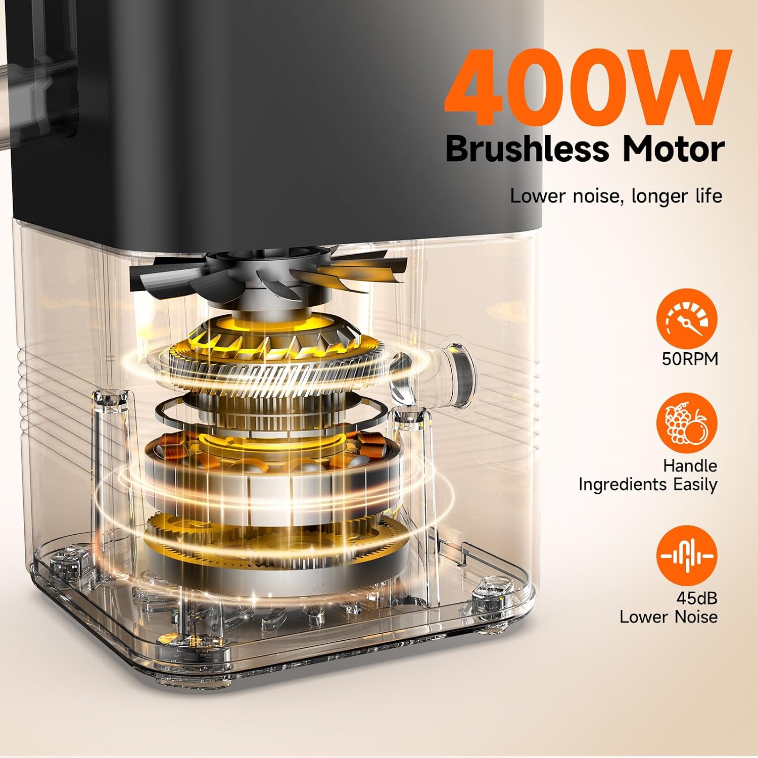 400W Cold Press Juicer, 5.8' Wide Feed Chute Slow Masticating Juicer Machines for Whole Fruits & Vegetables | High Juice Yield, Easy to Clean | Valentine's Day Gift Ideas for Women (Gray)