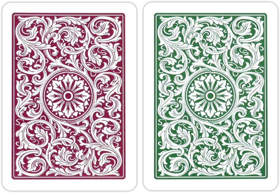 Copag 1546 Design 100% Plastic Playing Cards, Poker Size (Standard) Green/Burgundy (Jumbo Index, 6 Sets)