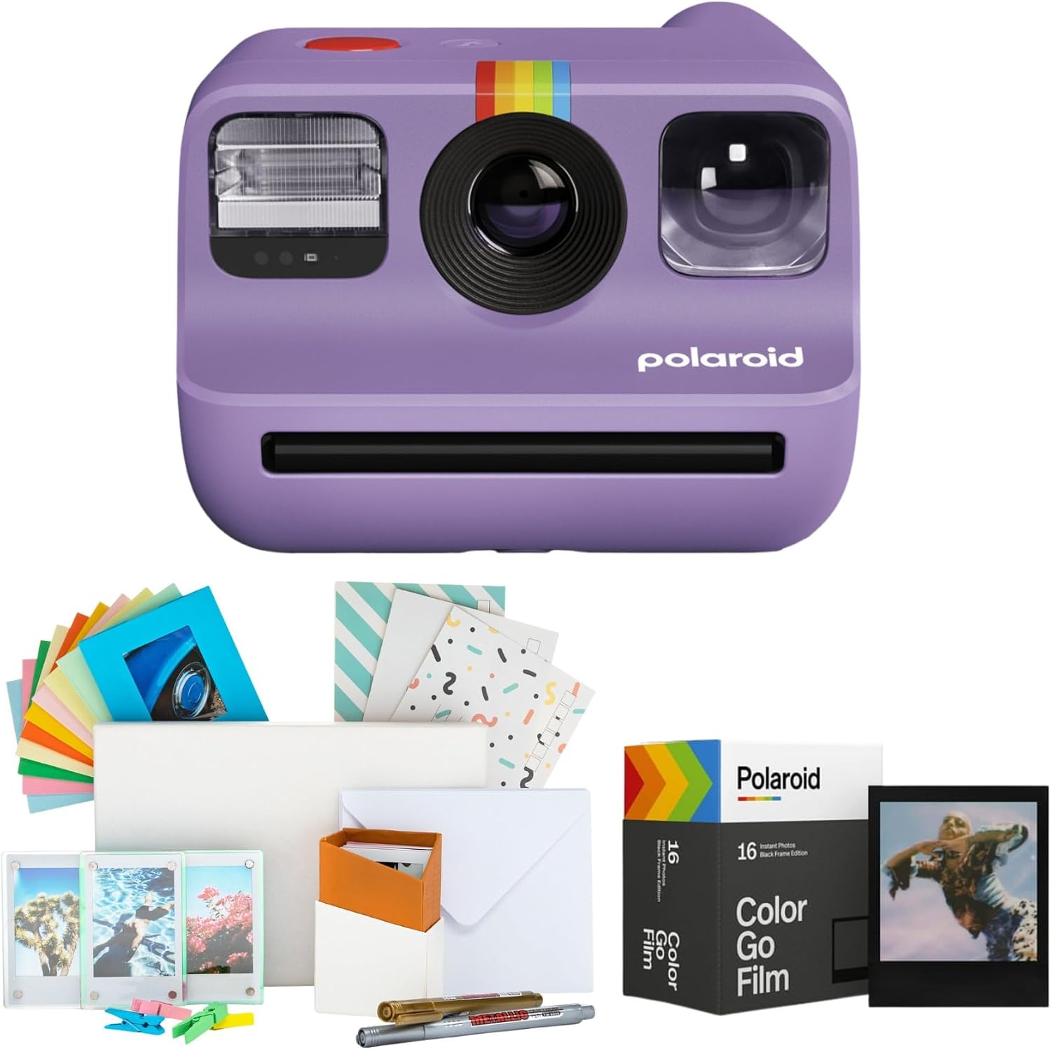 Polaroid Go Generation 2 Instant Camera with Self-timer Double Exposure Modes (Purple) and Accessories Bundle (3 Items)