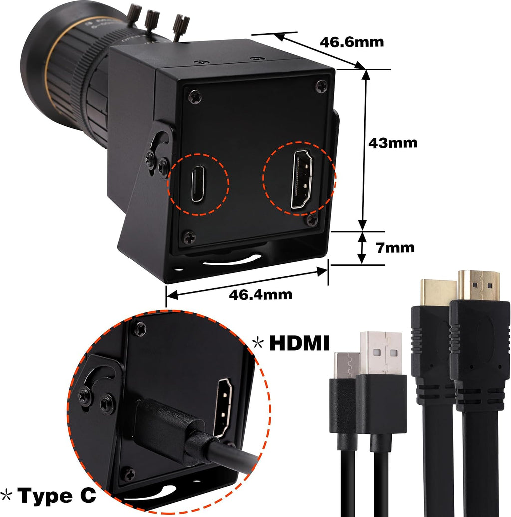 HDMI USB Webcam 4K Camera Simultaneous Output Video Conference 10X Optical Zoom Lens Close up Computer Web Cam for Webcast Industrial Inspection Education Training Camera