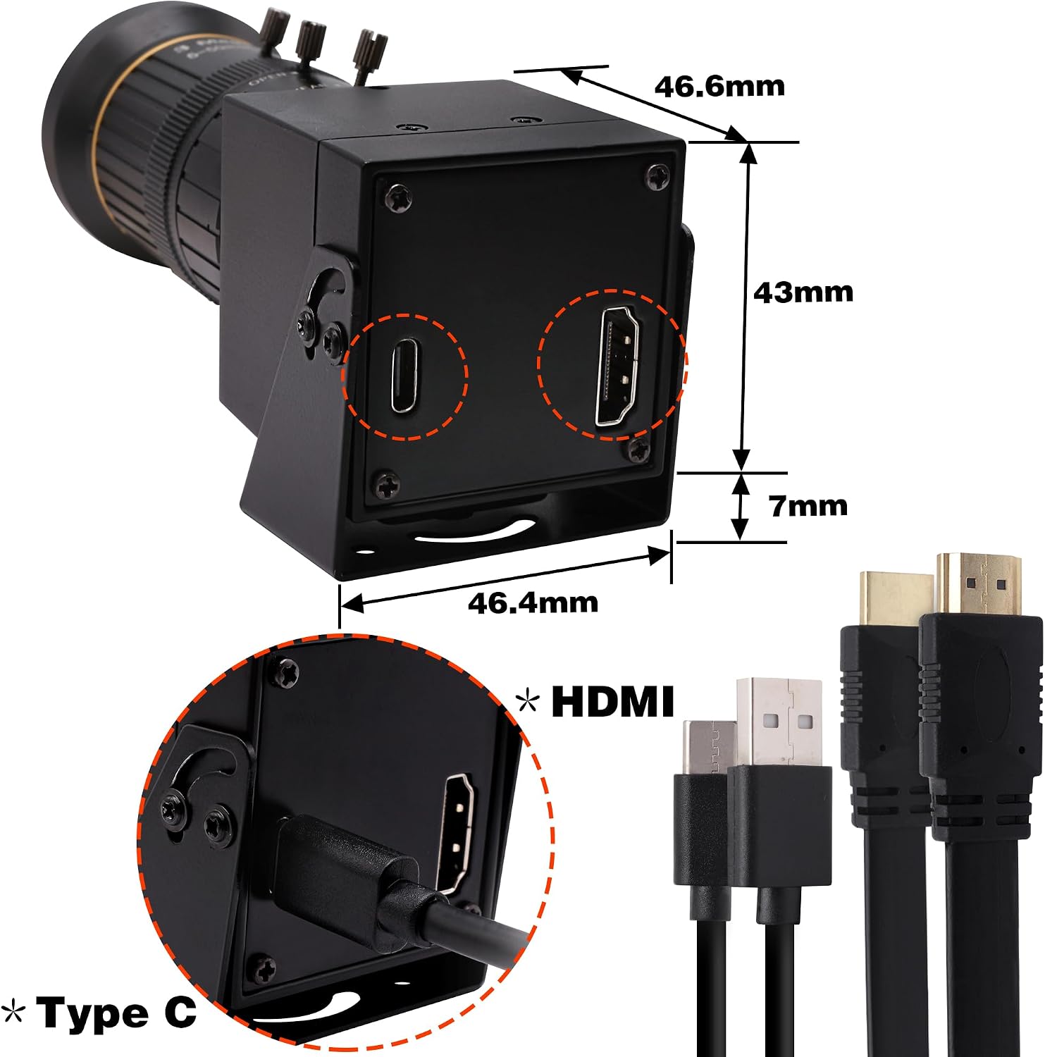 HDMI USB Webcam 4K Camera Simultaneous Output Video Conference 10X Optical Zoom Lens Close up Computer Web Cam for Webcast Industrial Inspection Education Training Camera