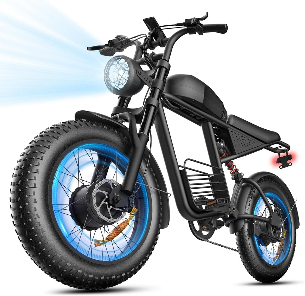 20' Electric Bike for Adults with 1000W/1600W/3000W Peak Dual Motor,Max Speed 33-37MPH,Up to 60Miles,Moped ebikes with 20/35Ah Battery,Shipped from USA Warehouse