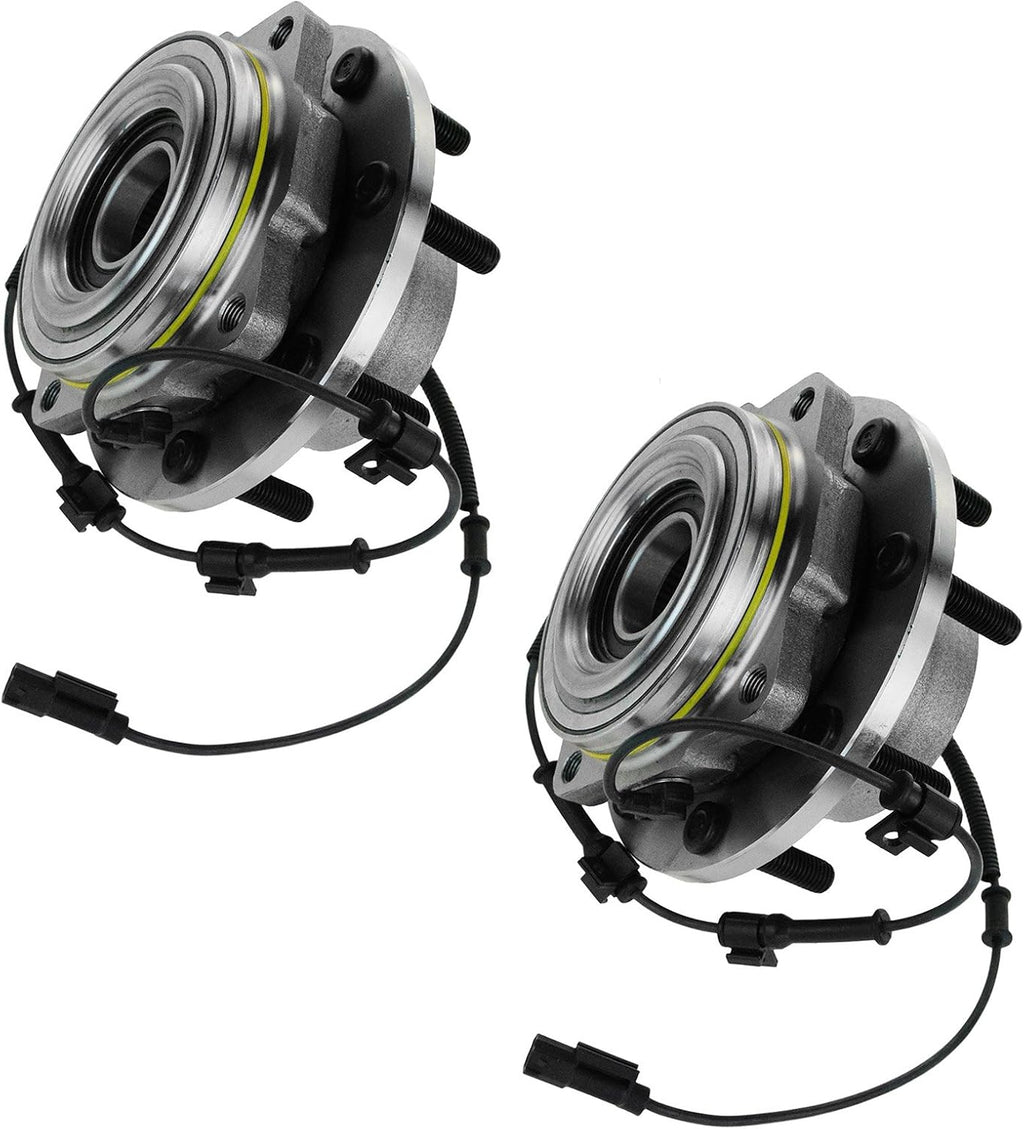 TRQ Front Left and Right Wheel Bearing and Hub Assembly Set 2 Piece Compatible with 2011-2016 Ford F-350 Super Duty 4 Wheel Drive Dual Rear Wheels DRW