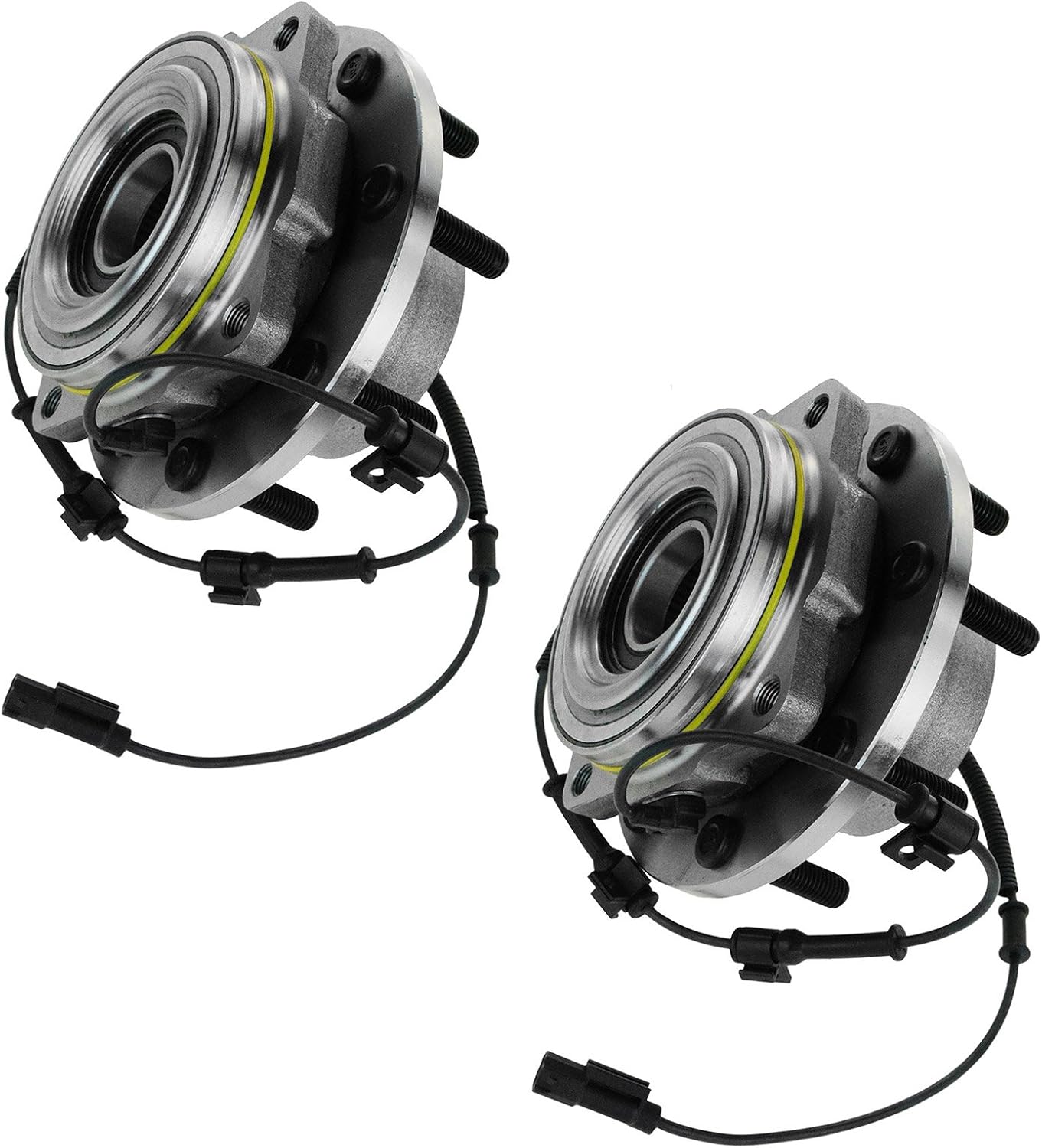 TRQ Front Left and Right Wheel Bearing and Hub Assembly Set 2 Piece Compatible with 2011-2016 Ford F-350 Super Duty 4 Wheel Drive Dual Rear Wheels DRW