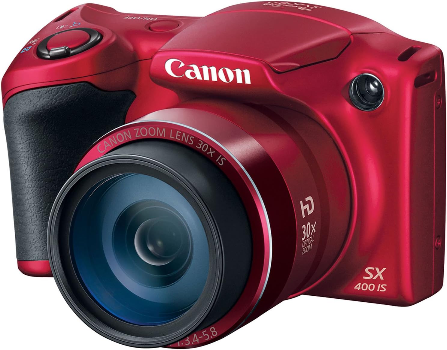 Canon Powershot SX400 is 16.0 MP Digital Camera with 30x Optical Zoom and 720p HD Video (Red)