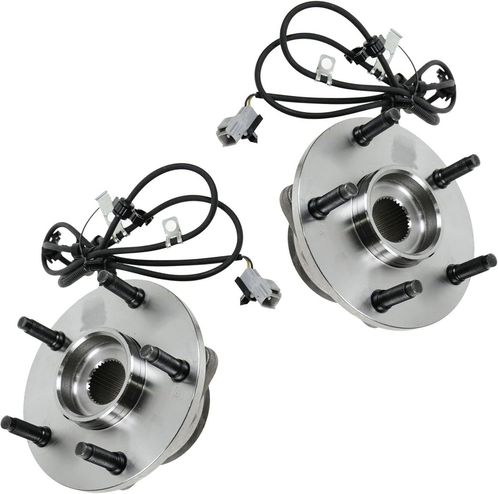 TRQ 2 Piece Front Wheel Bearing & Hub Assembly Set Compatible with 1997-1999 Dodge Ram 1500