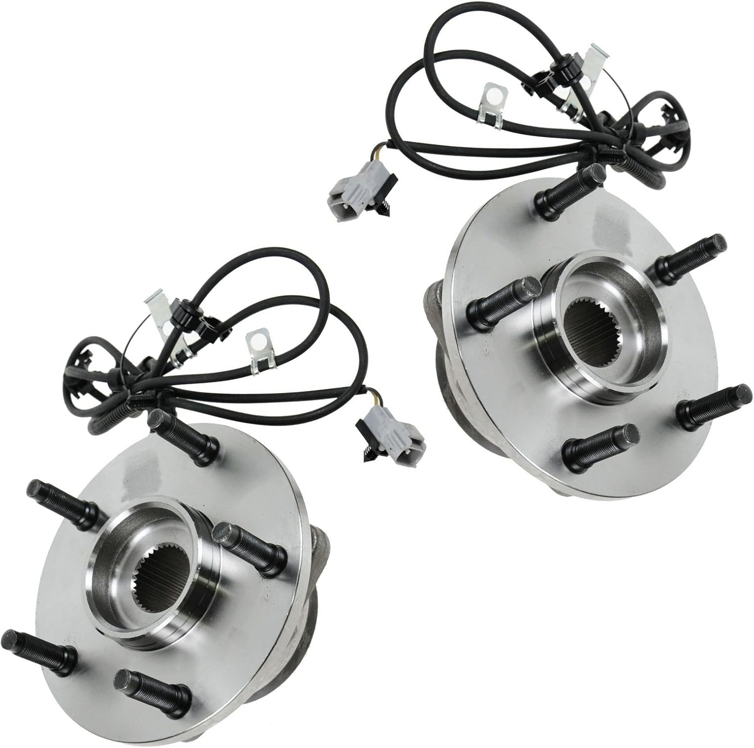 TRQ 2 Piece Front Wheel Bearing & Hub Assembly Set Compatible with 1997-1999 Dodge Ram 1500