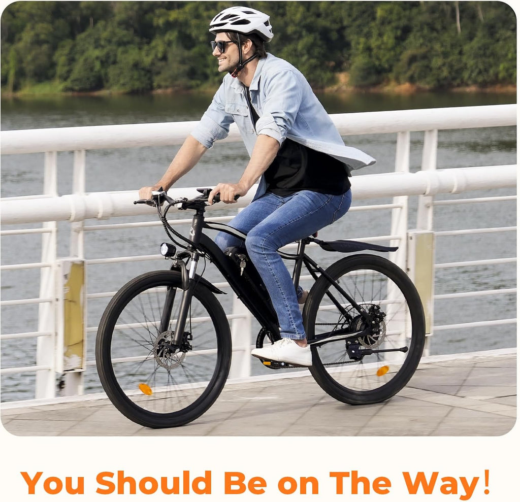 Electric Bike, 1000W Peak Powerful Motor, 65+ Miles Range & 20MPH Top Speed, 26'' Tires E-Bike, Adjustable Seat, Shock Absorber, Commuting Electric Bike for Adults