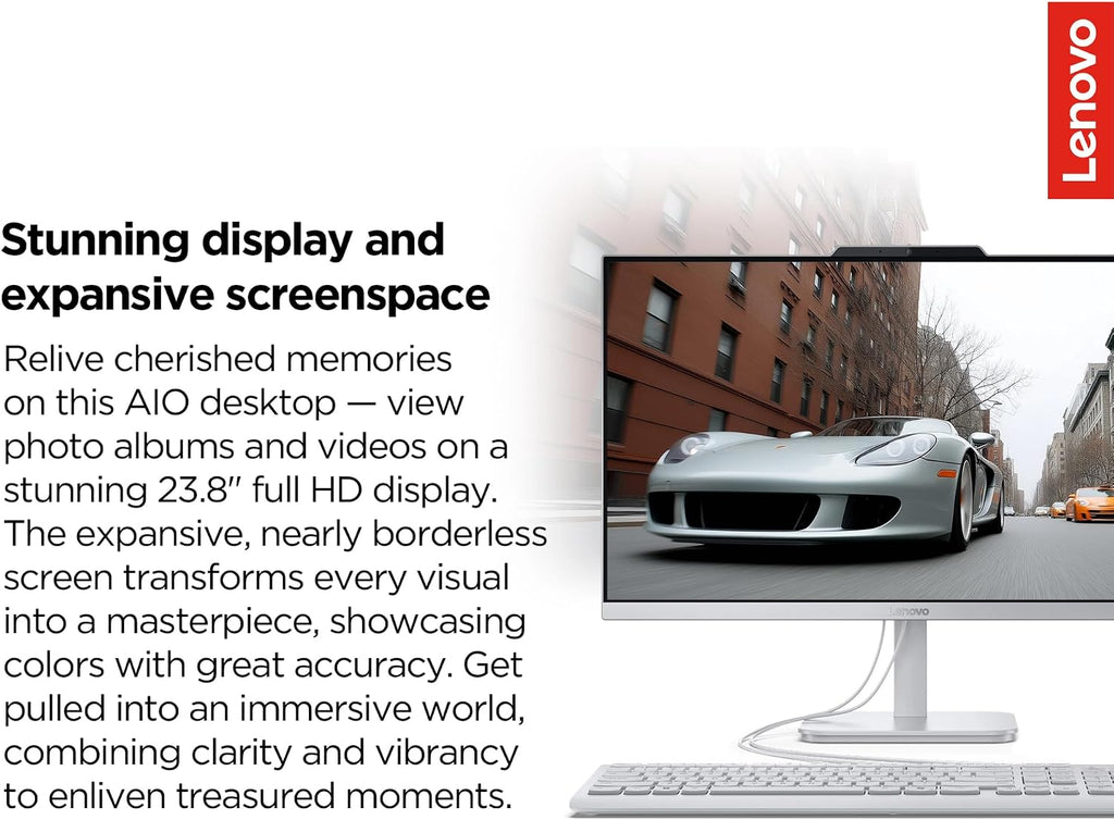 Lenovo IdeaCentre Everyday Tasks 24' Full HD All-in-One Desktop Computer • Office 365 for the Web • Intel 4-Cores • 256GB SSD • 8GB RAM • KB and Mouse • Windows 11