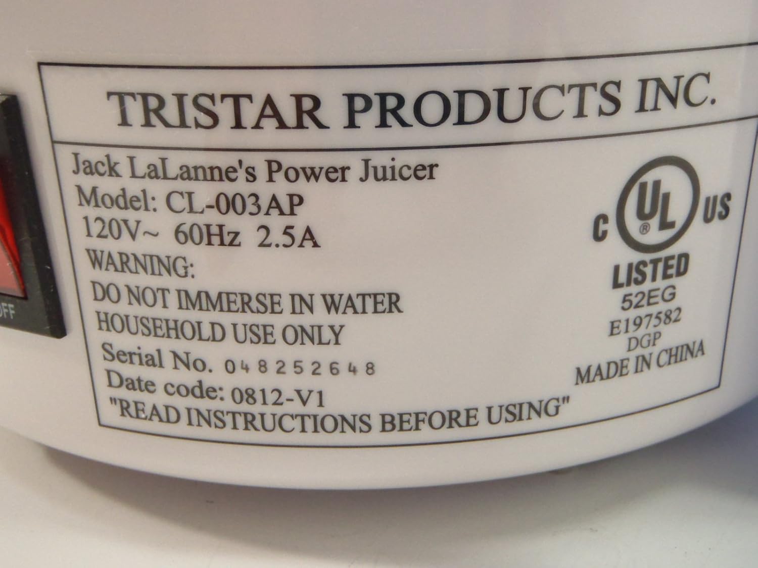 Tristar Jack LaLanne Deluxe Juice Machine