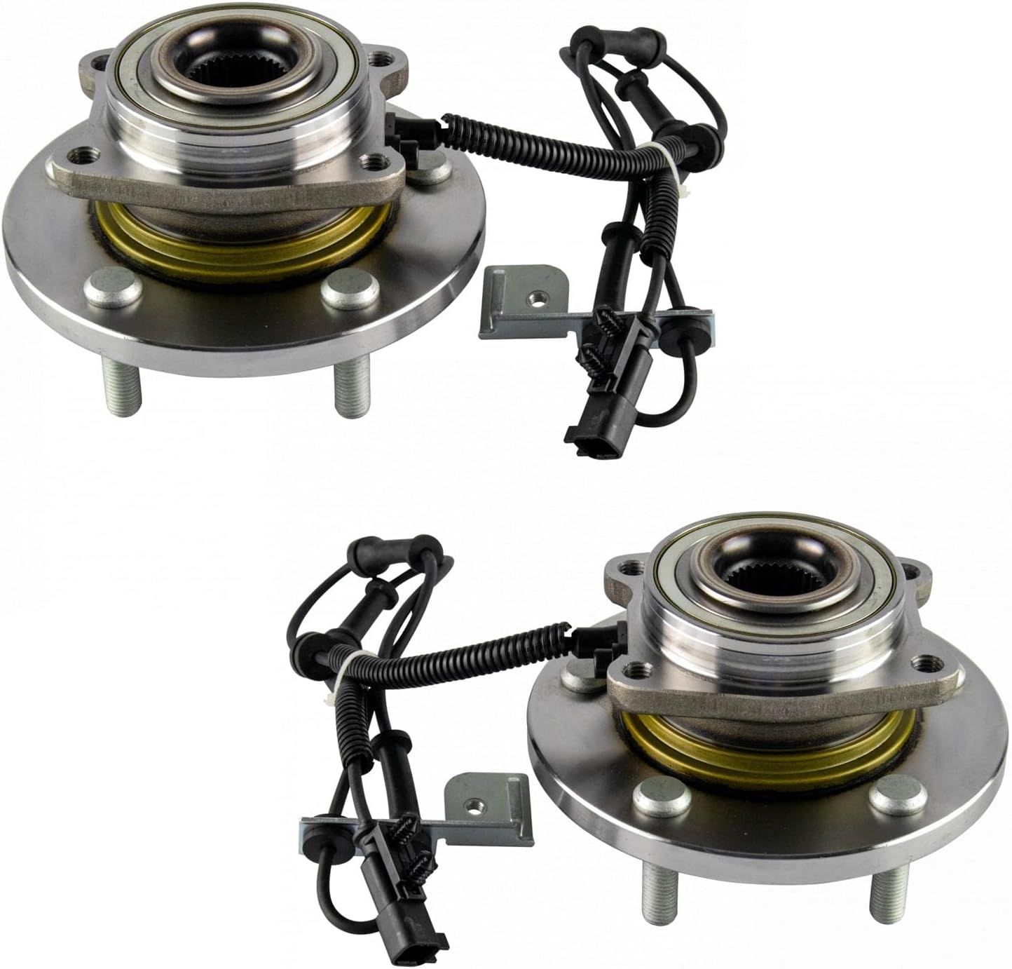 TRQ 2 Piece Front Wheel Bearing & Hub Assembly Set with ABS Sensor Compatible with 2012-2016 Chrysler Town & Country 2012-2020 Dodge Grand Caravan 2012-2015 Ram C/V 2013-2014 Volkswagen Routan