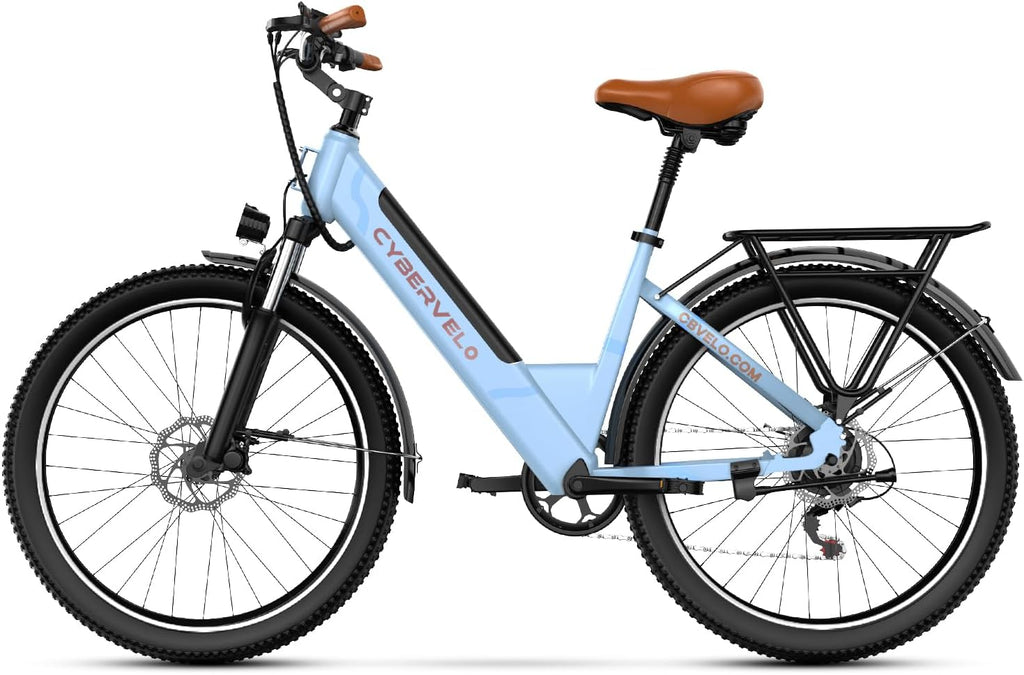 Cybervelo 750W Peak Electric Bike for Adults,up 80 Miles Removable Battery Ebike, 26' Electric E Bike with 7-Speed,Adult Electric Bicycles for Commute Beach Snow Womens/Man All Terrain